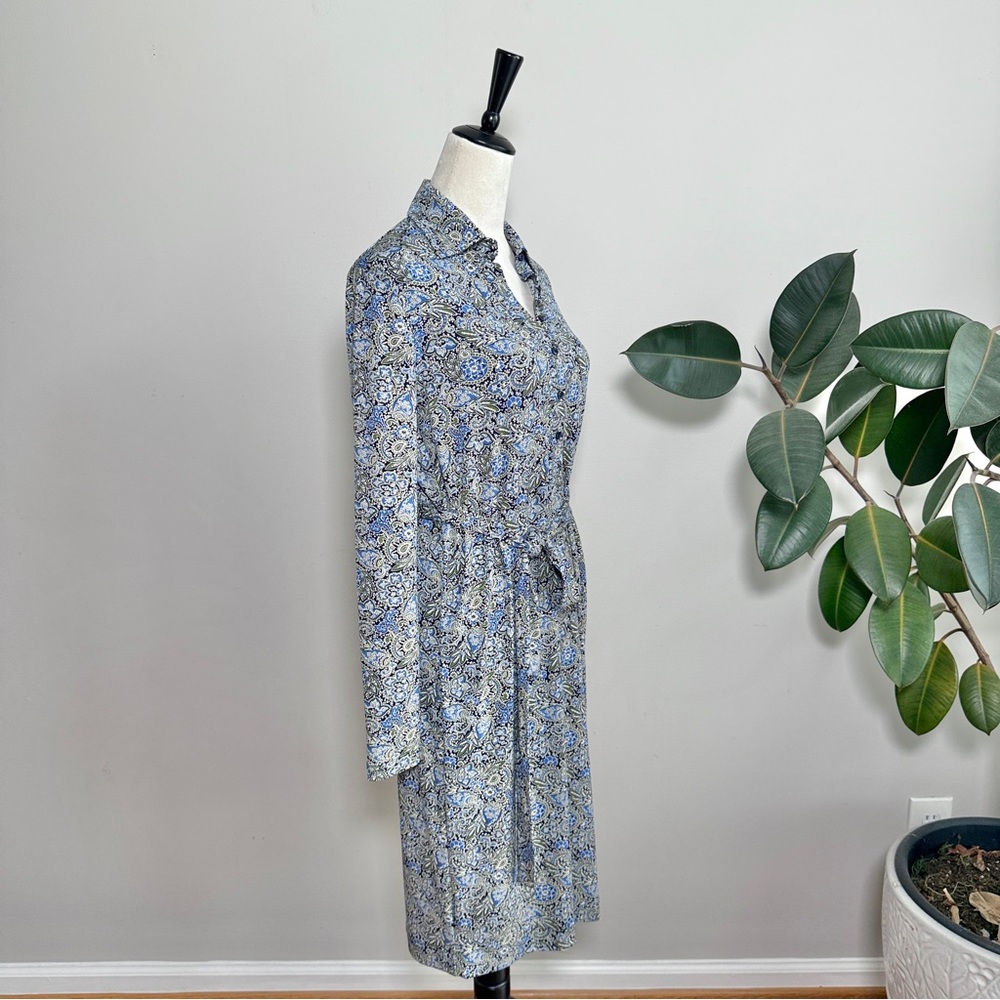 Brooks Brothers long sleeve paisley stretchy tie belt dress - Picture 4 of 9